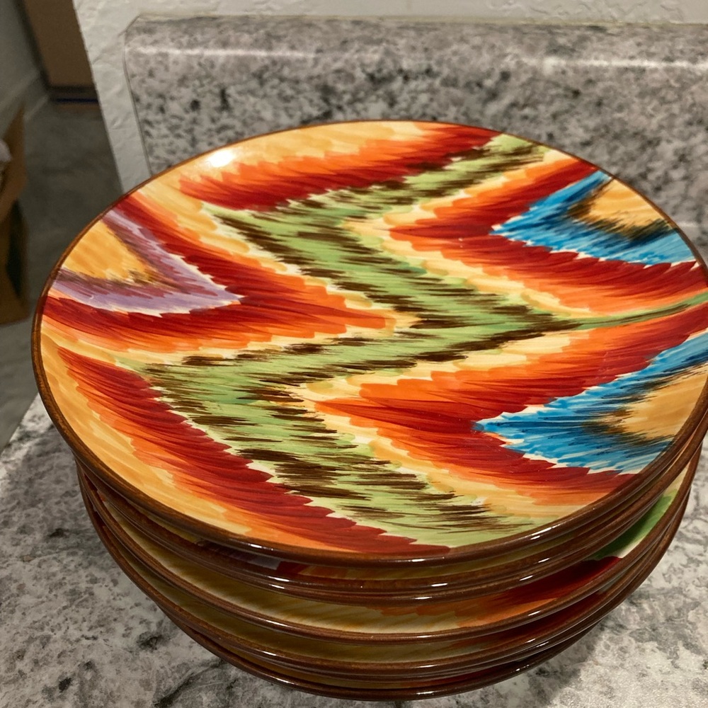 Gail Pittman Colorful Zigzag Pattern Plates